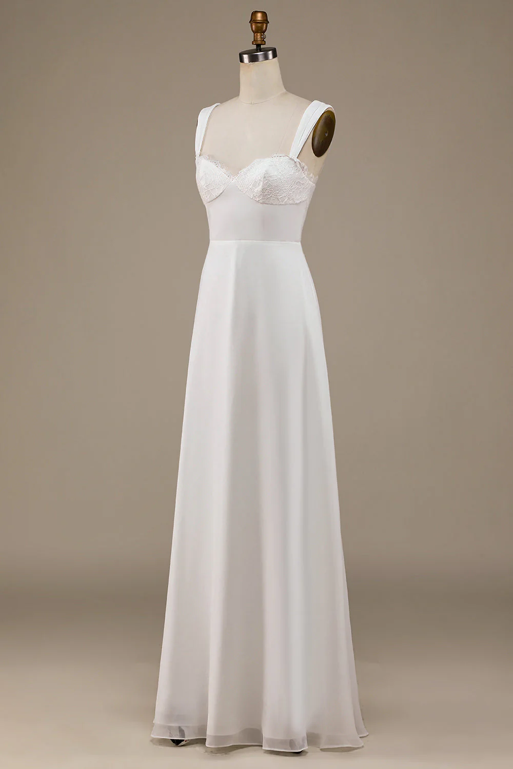 Robe de mariée Boho Col Col Ivoire avec dentelle - Image 3