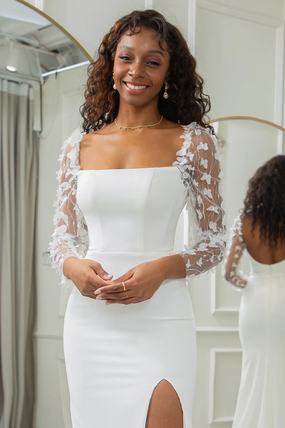 Robe de mariée dos nu sirène ivoire papillons - Image 4