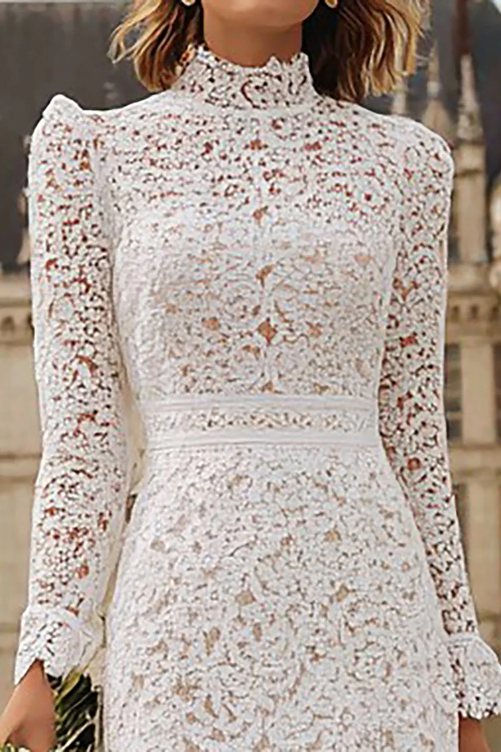 Robe de mariée du palais de justice en dentelle de sirène ivoire à volants - Image 3