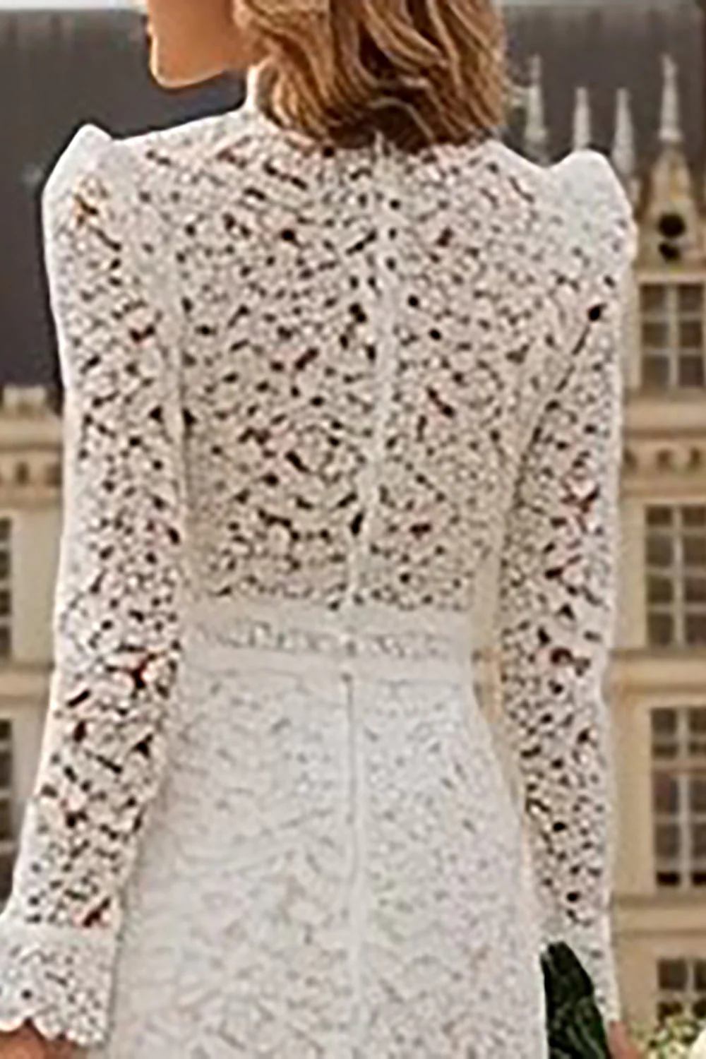 Robe de mariée du palais de justice en dentelle de sirène ivoire à volants - Image 4