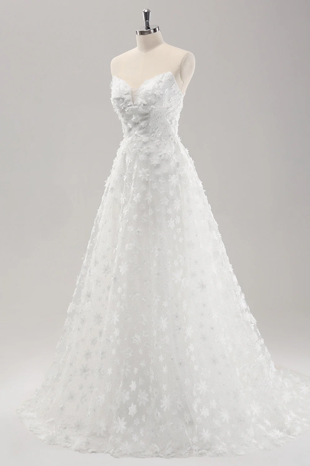 Robe de mariée en dentelle blanche à motif détachable - Image 6