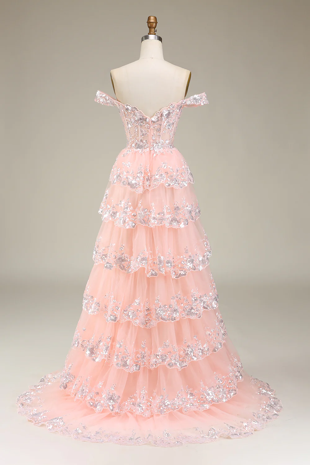 Robe de mariée en dentelle blanche scintillante avec fente - Image 8