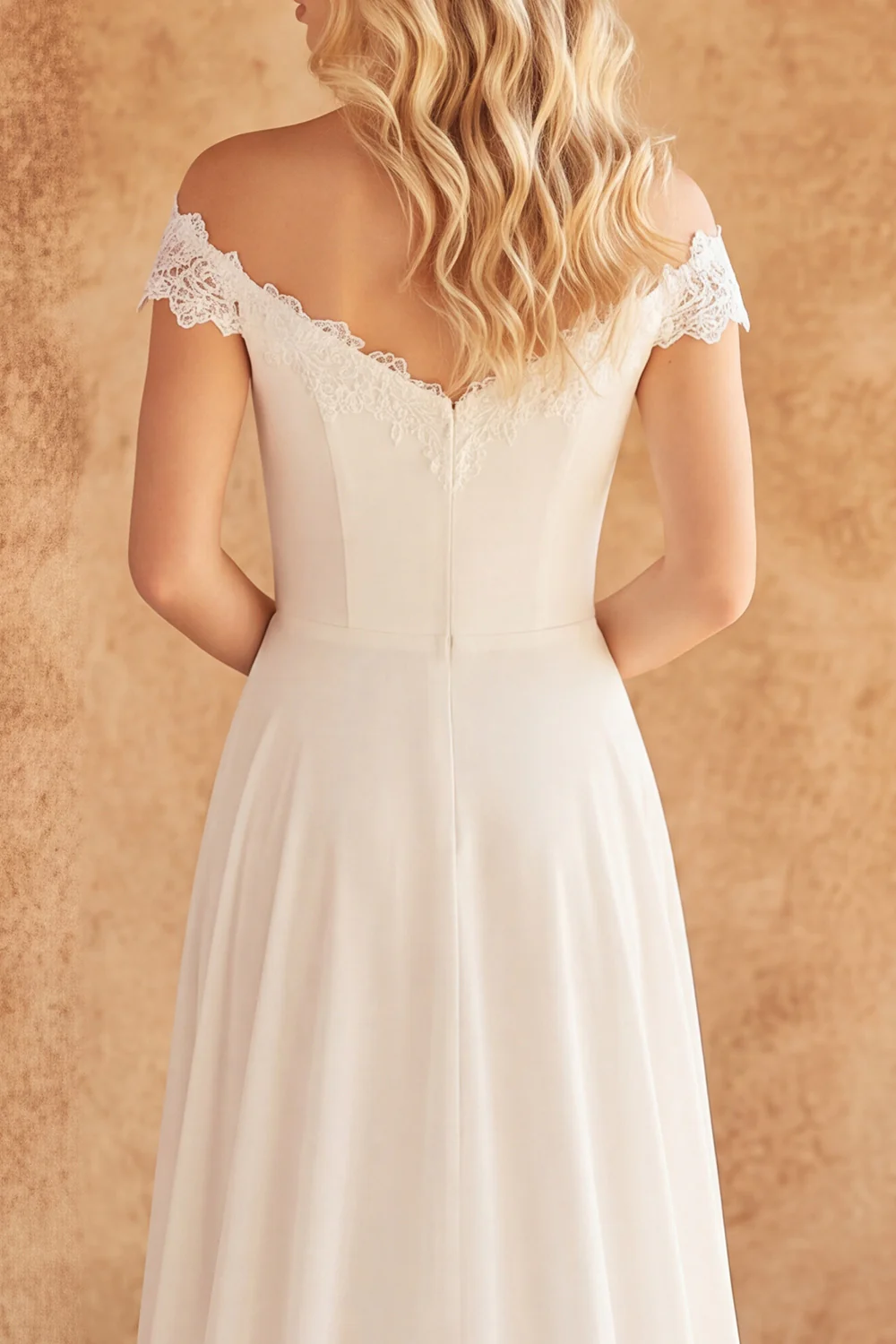 Robe de mariée en dentelle ivoire à épaules dénudées, ligne A - Image 6