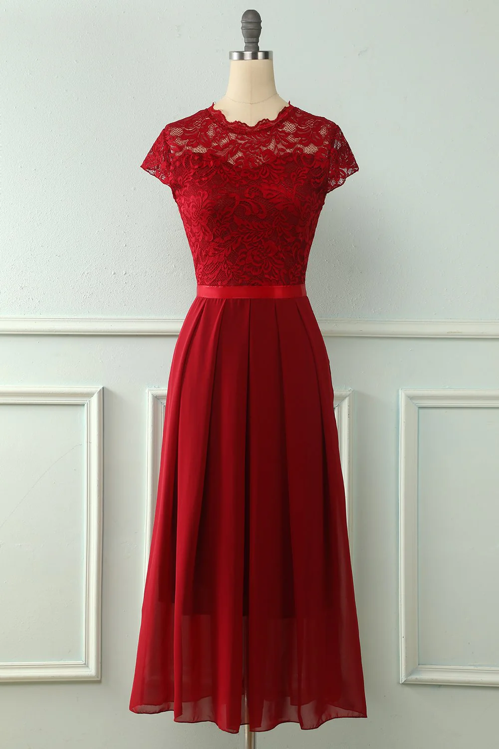 Robe de mariée en dentelle Navy Midi - Image 5