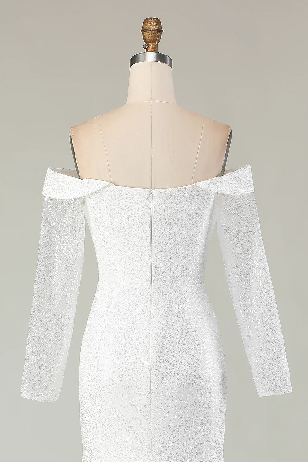 Robe de mariée en satin mat sirène ivoire à épaules dénudées - Image 7
