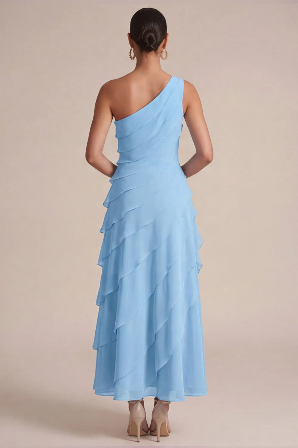 Robe de mariée marine à une épaule A Long avec une fleur 3D - Image 7