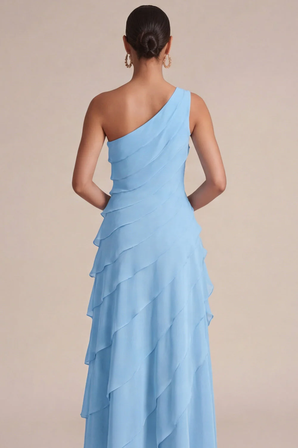 Robe de mariée marine à une épaule A Long avec une fleur 3D - Image 8