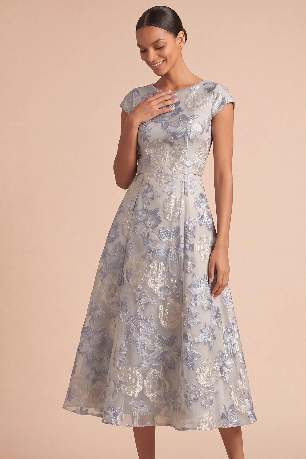 Robe de mariée Midi midi fleurie Jacquard