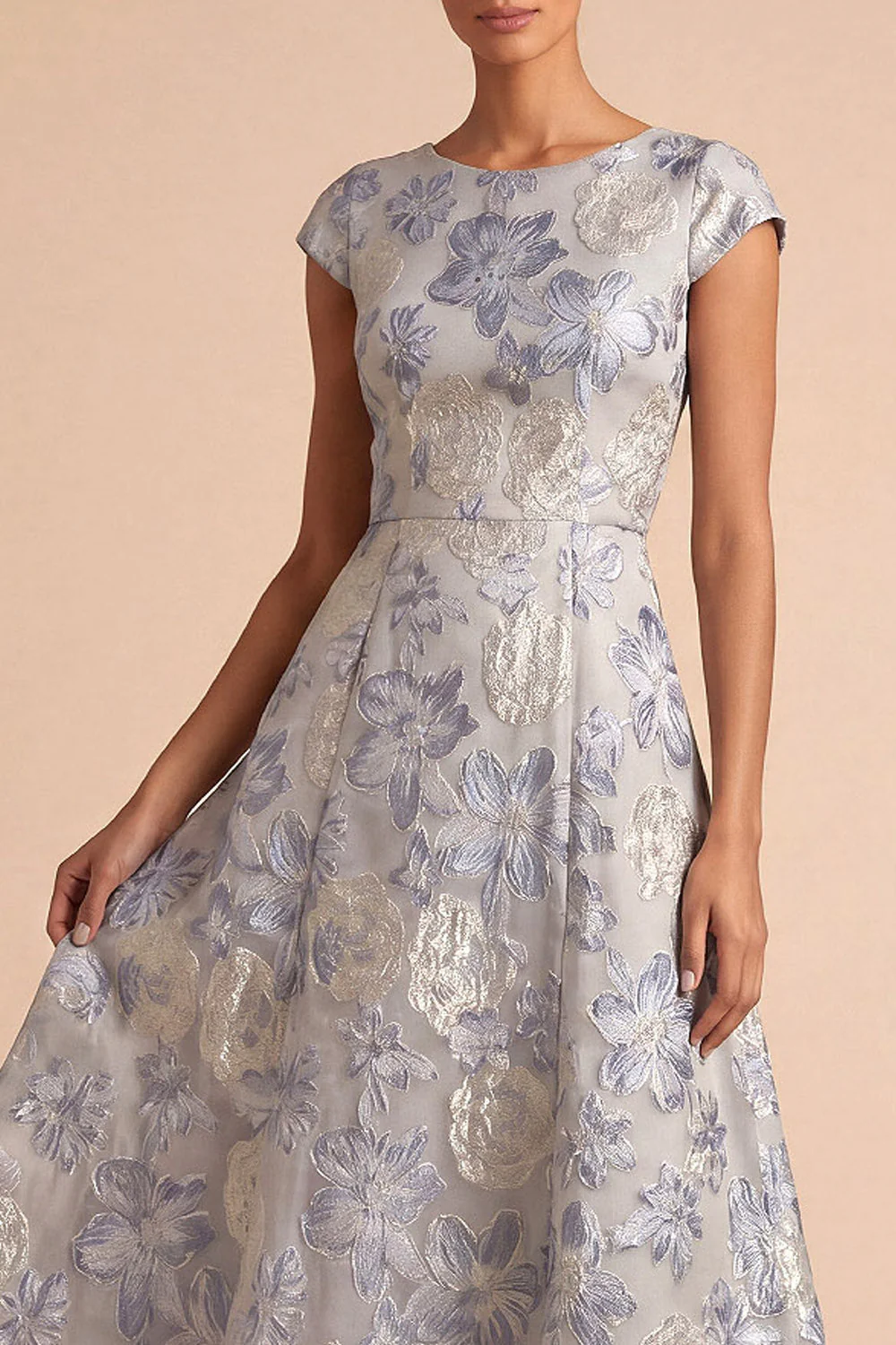 Robe de mariée Midi midi fleurie Jacquard - Image 4