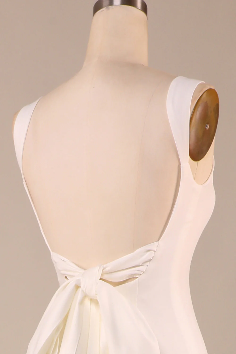 Robe de mariée simple sirène ivoire avec nœud papillon arrière - Image 5
