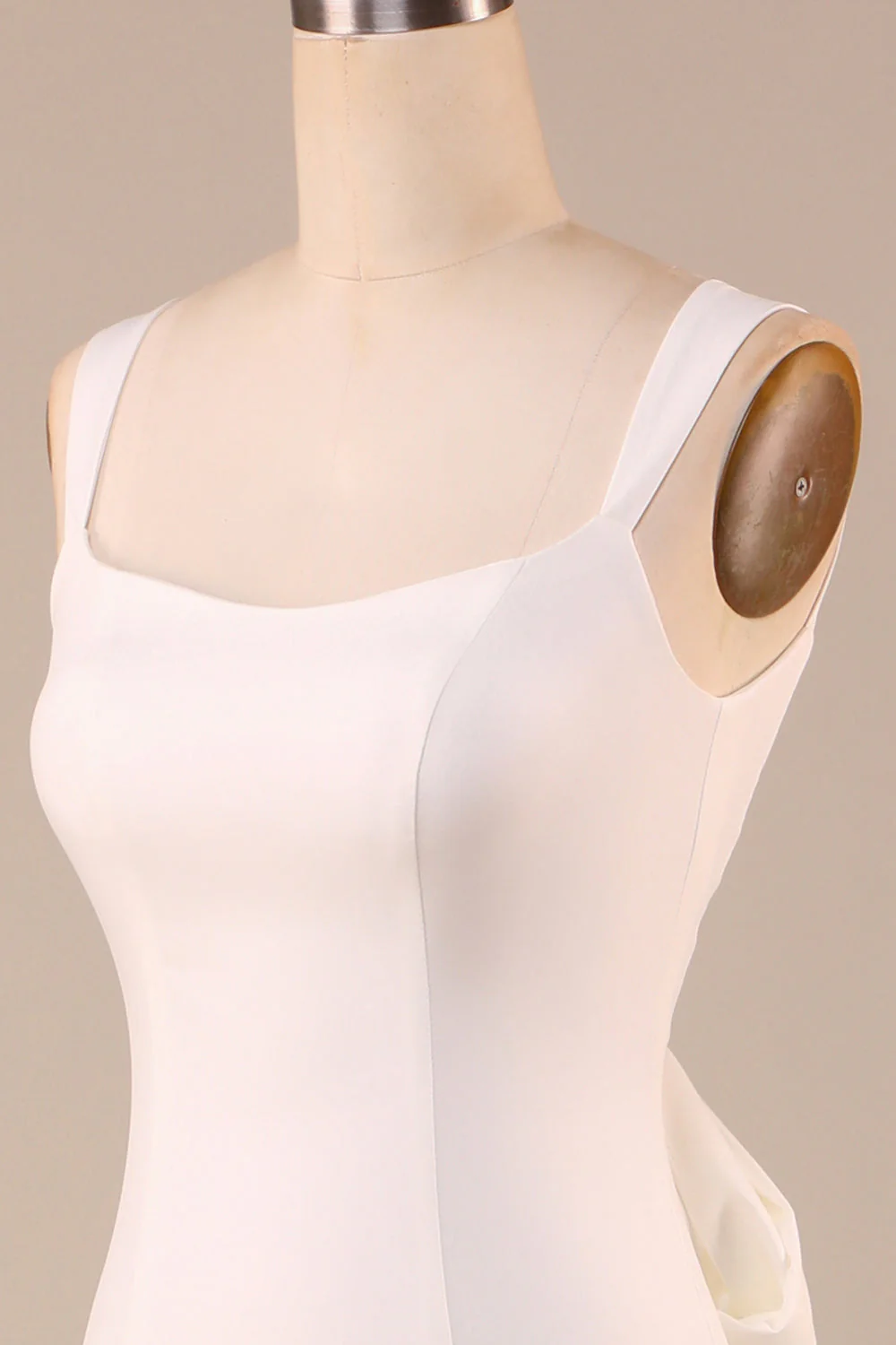 Robe de mariée simple sirène ivoire avec nœud papillon arrière - Image 6