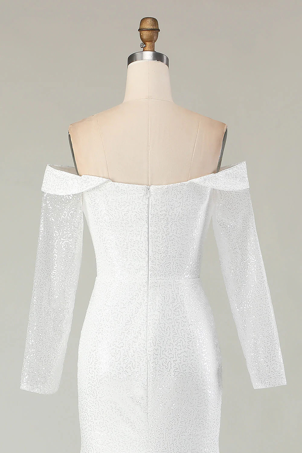 Robe de mariée sirène ivoire à épaules dénudées en satin mat - Image 7