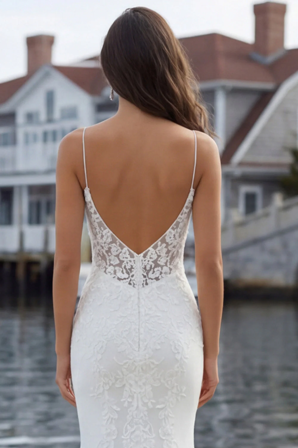 Robe de mariée traîne en satin en satin en lait en ivoire - Image 6
