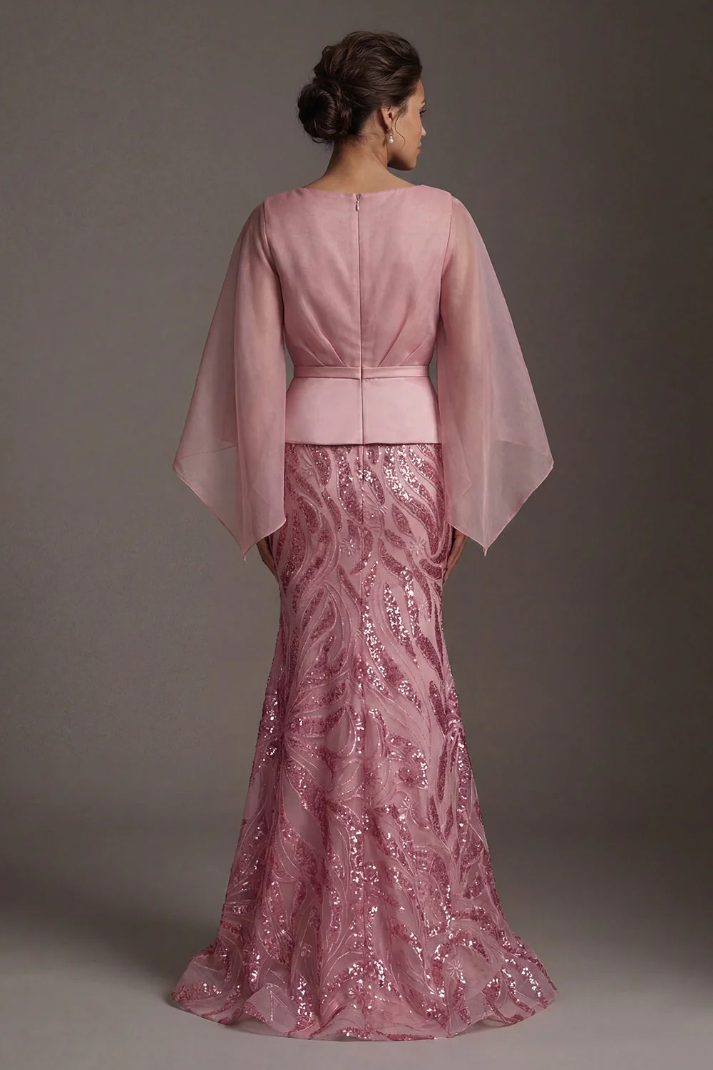 Robe de mère de la mariée à col en V à col en V et paillettes de la mariée - Image 2