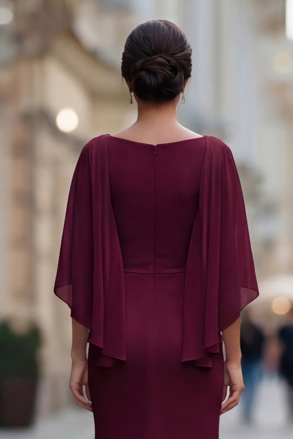 Robe de mère de la mariée à col rond sirène noire avec demi-manches - Image 12
