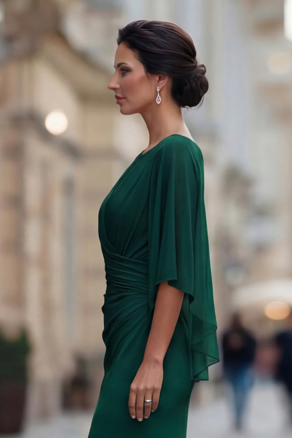 Robe de mère de la mariée à col rond sirène noire avec demi-manches - Image 17