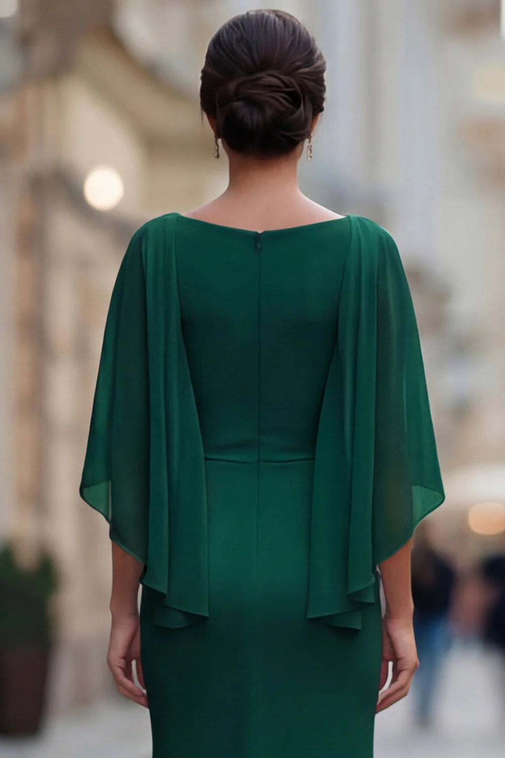 Robe de mère de la mariée à col rond sirène noire avec demi-manches - Image 18