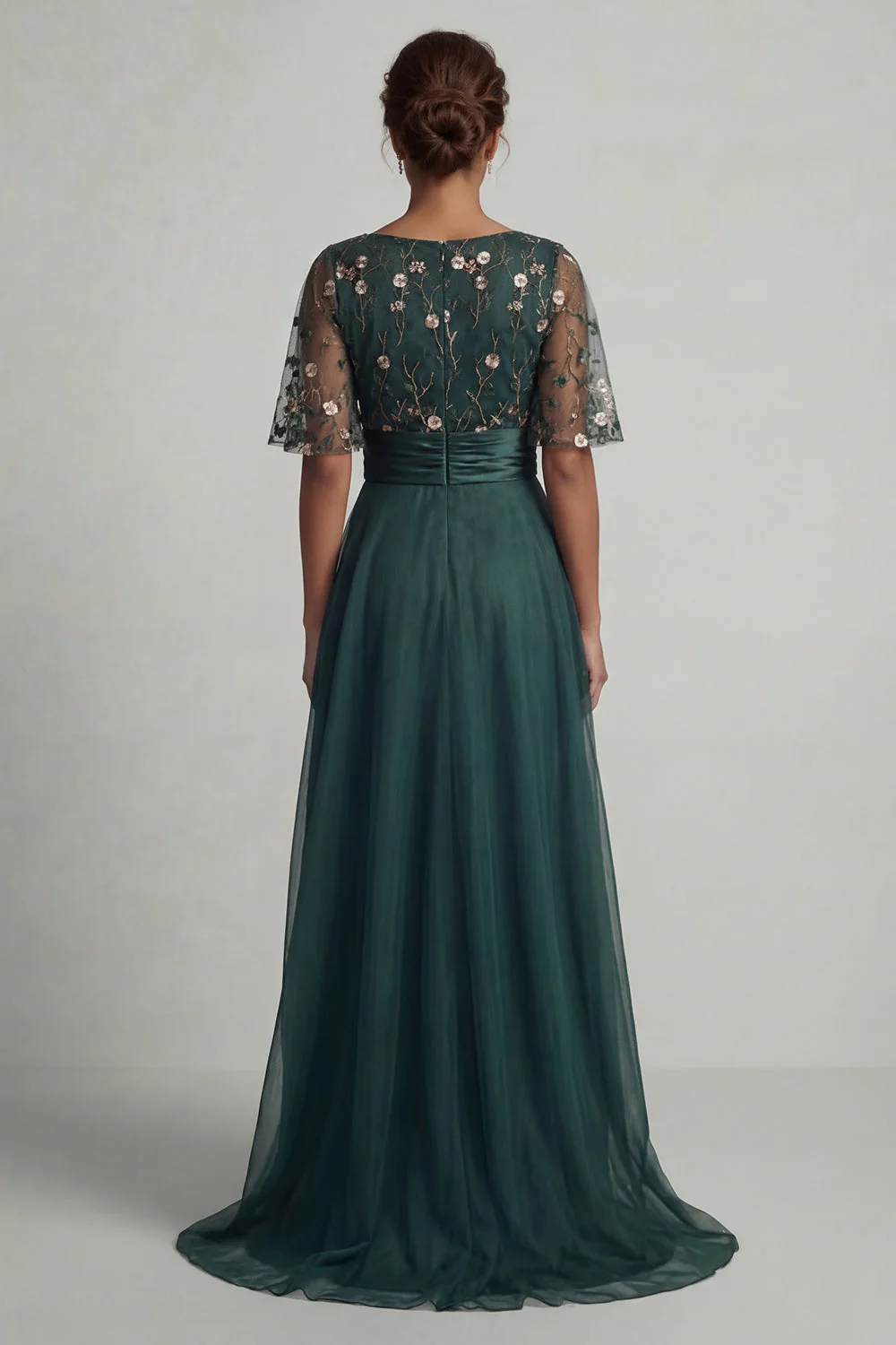 Robe de mère de la mariée à marge de la mariée vert foncé A Line High Low Neck - Image 2