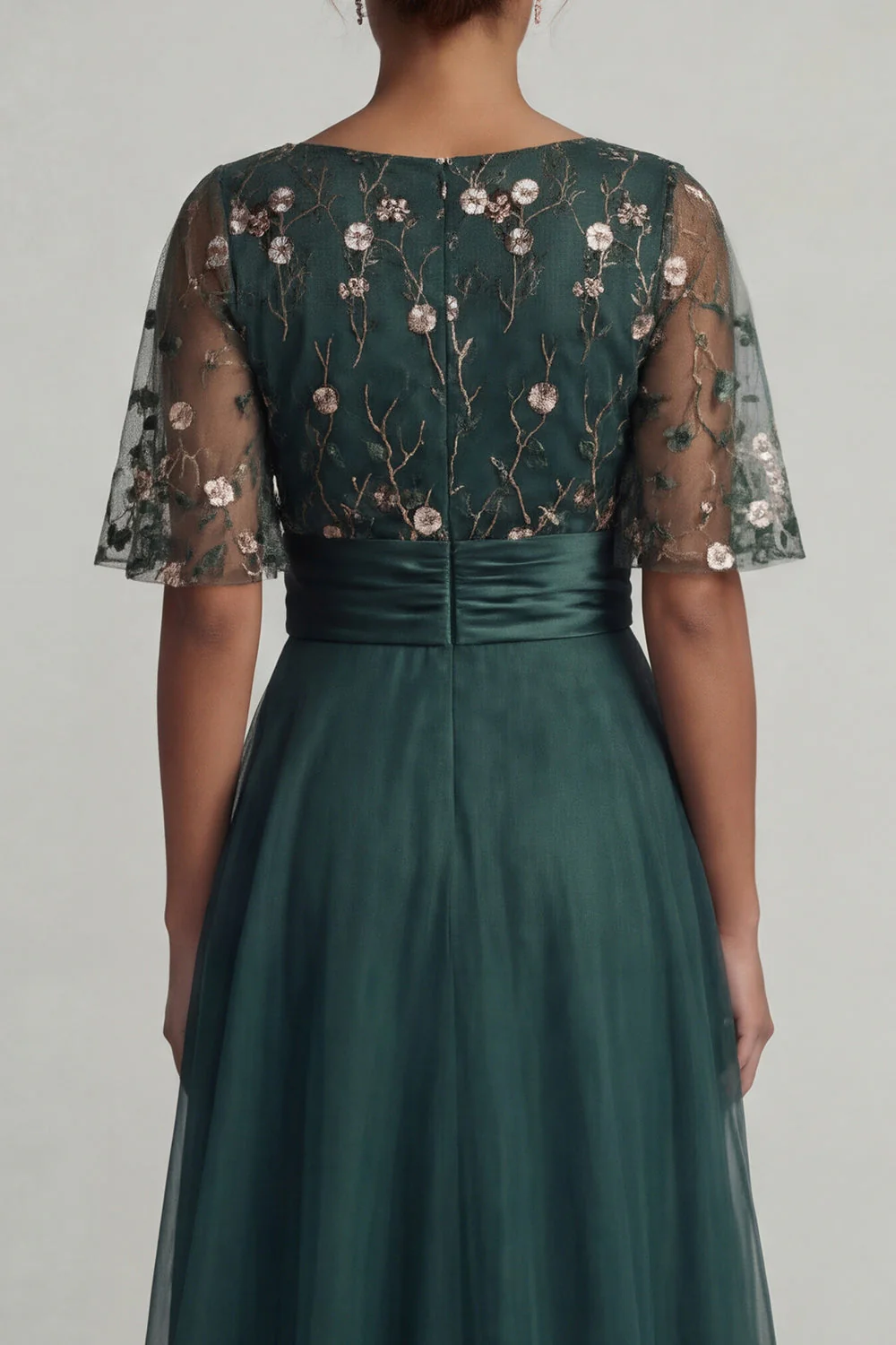 Robe de mère de la mariée à marge de la mariée vert foncé A Line High Low Neck - Image 5