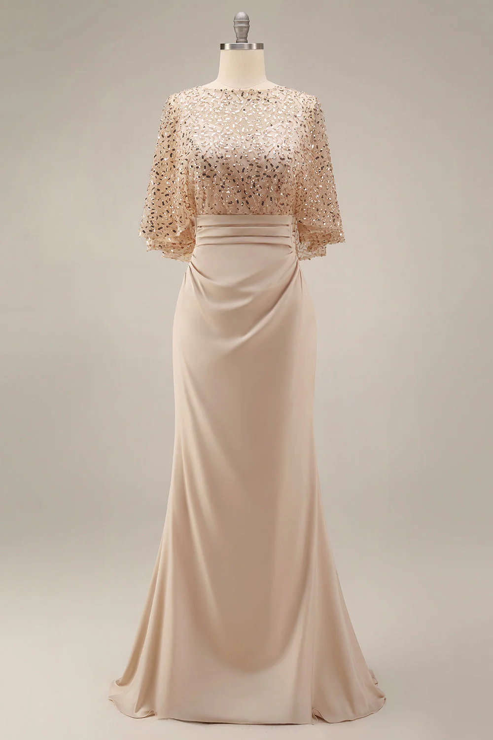 Robe de mère de la mariée en champagne scintillante Longue paillette Sequins de la mariée