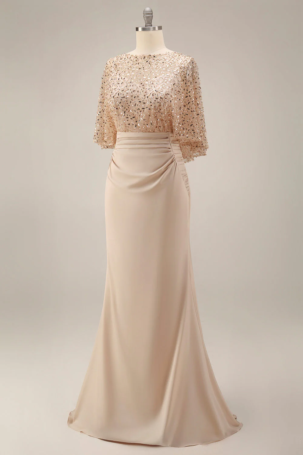 Robe de mère de la mariée en champagne scintillante Longue paillette Sequins de la mariée - Image 3