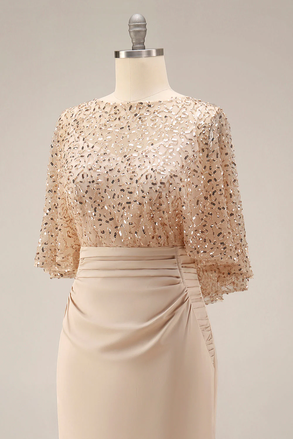 Robe de mère de la mariée en champagne scintillante Longue paillette Sequins de la mariée - Image 6