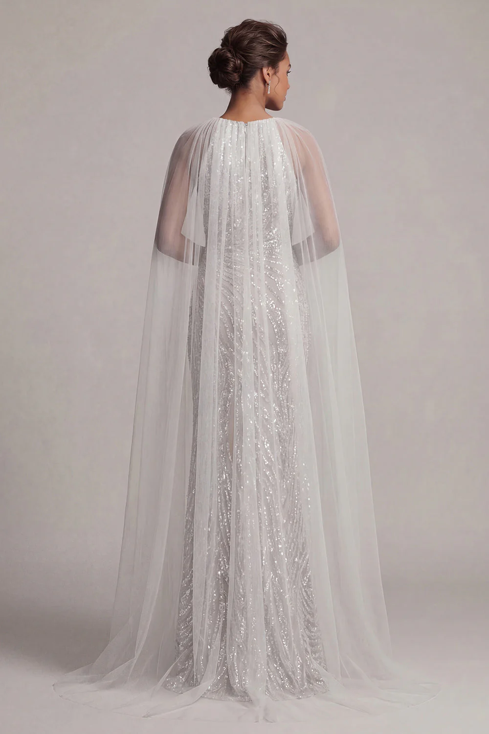 Robe de mère de mariée en ivoire de paillettes avec manches courtes - Image 2