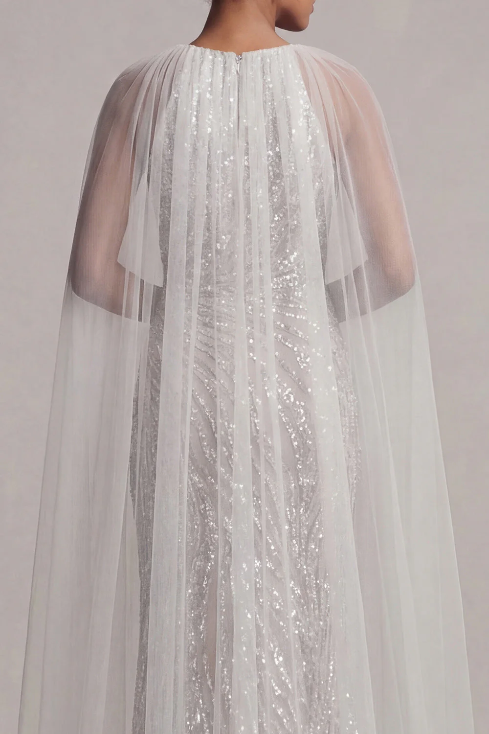 Robe de mère de mariée en ivoire de paillettes avec manches courtes - Image 5