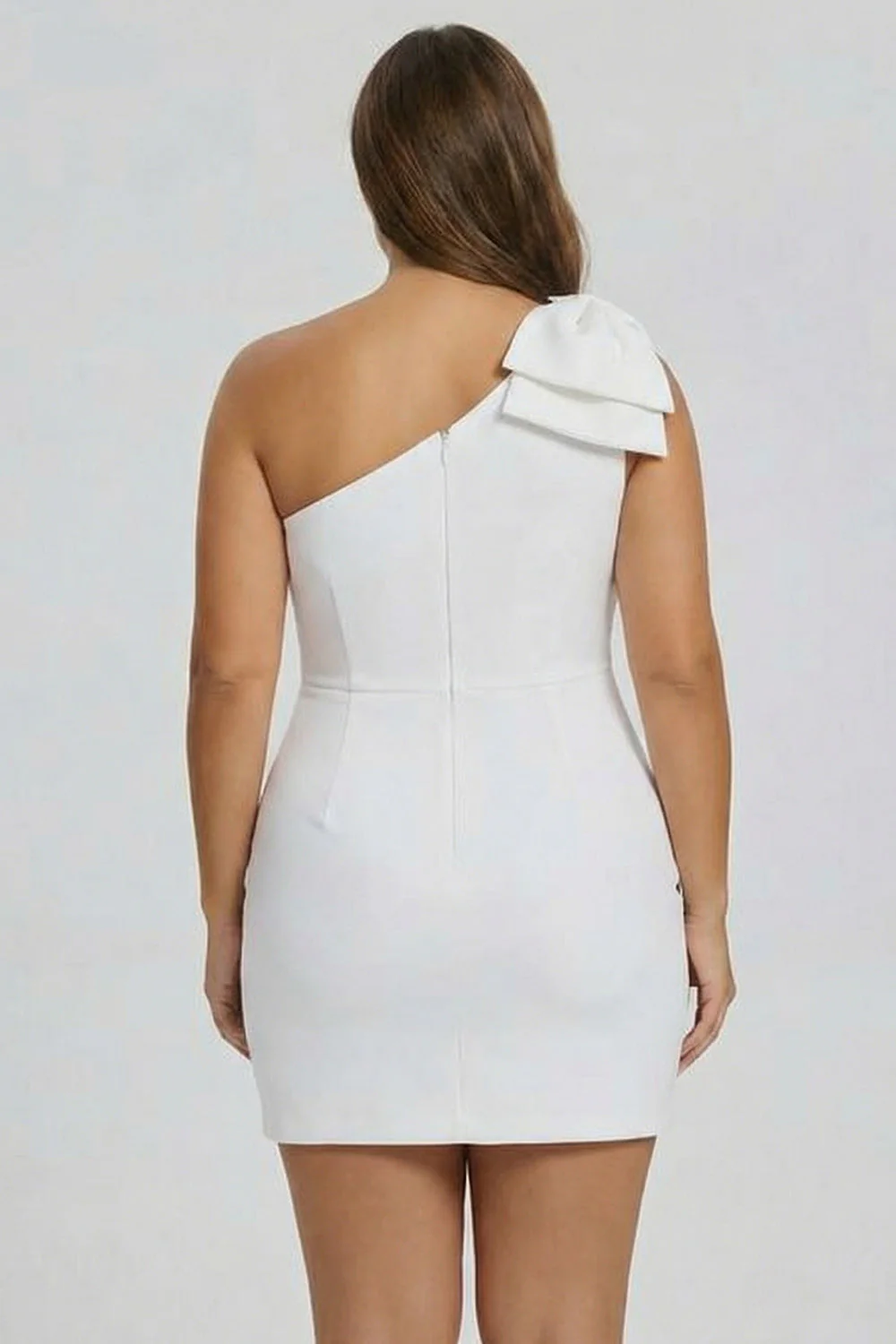 Robe de remise de diplôme blanche taille grande coupe nœud nœud d’épaule - Image 2