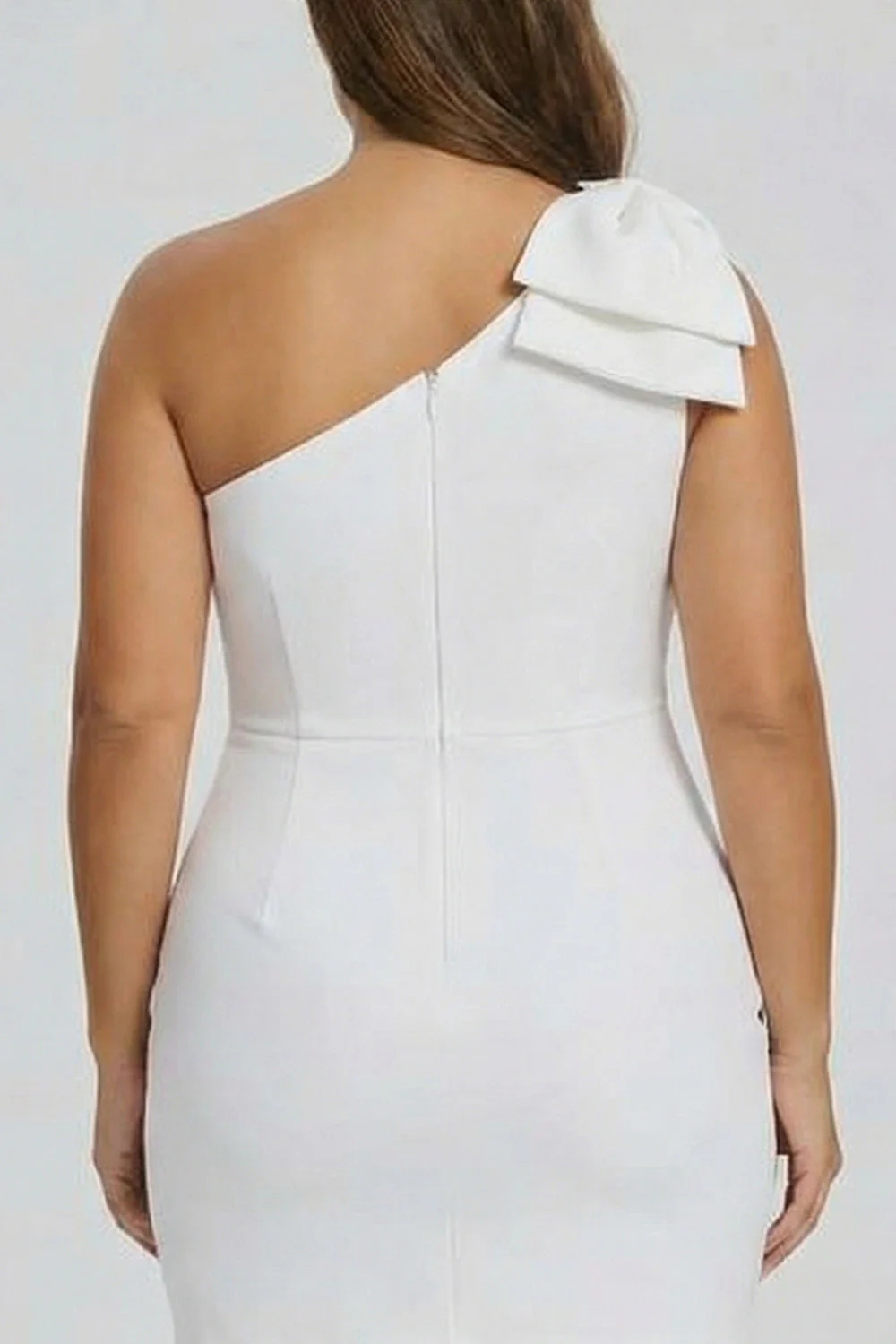 Robe de remise de diplôme blanche taille grande coupe nœud nœud d’épaule - Image 4