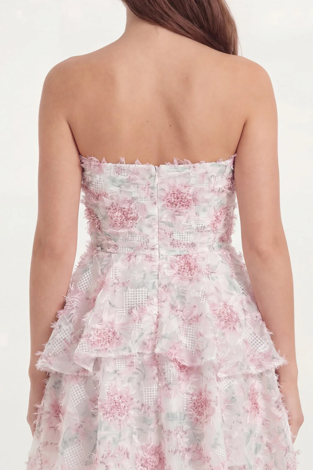 Robe de remise de diplôme courte à la ligne A à volants à étages fleur rose blanche - Image 4