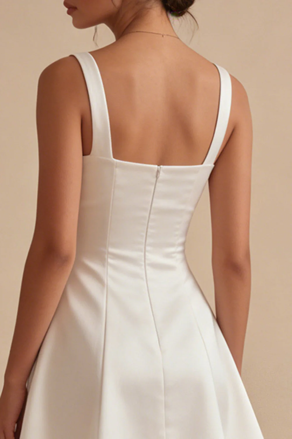 Robe de remise de diplôme courte blanche à col carré A Line - Image 4