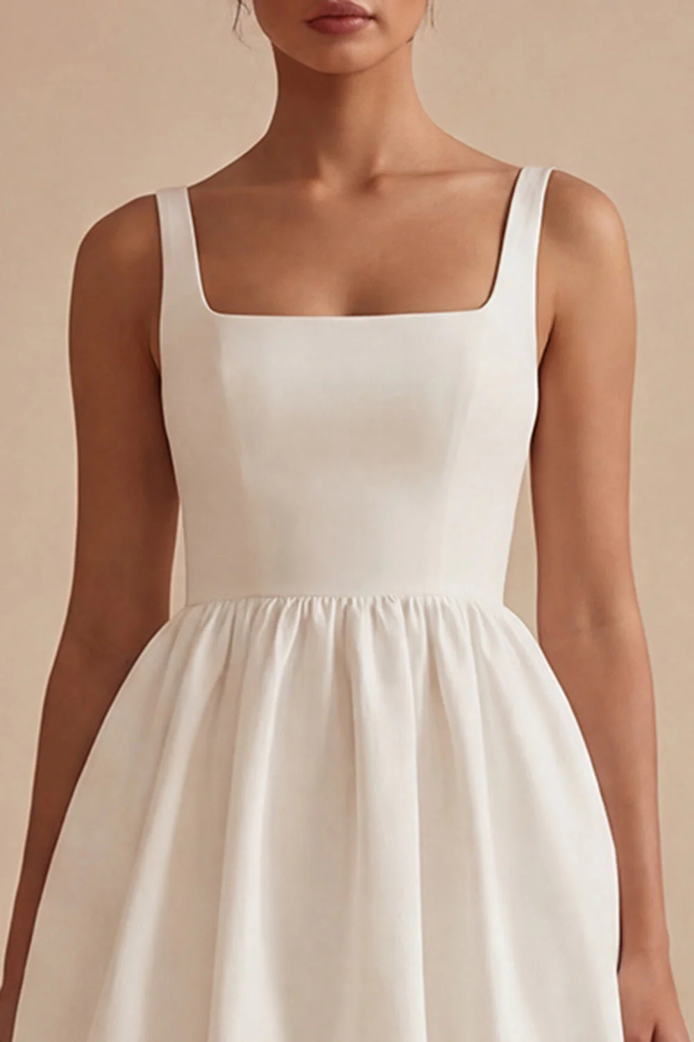 Robe de remise de diplôme courte blanche à col carré A Line - Image 3