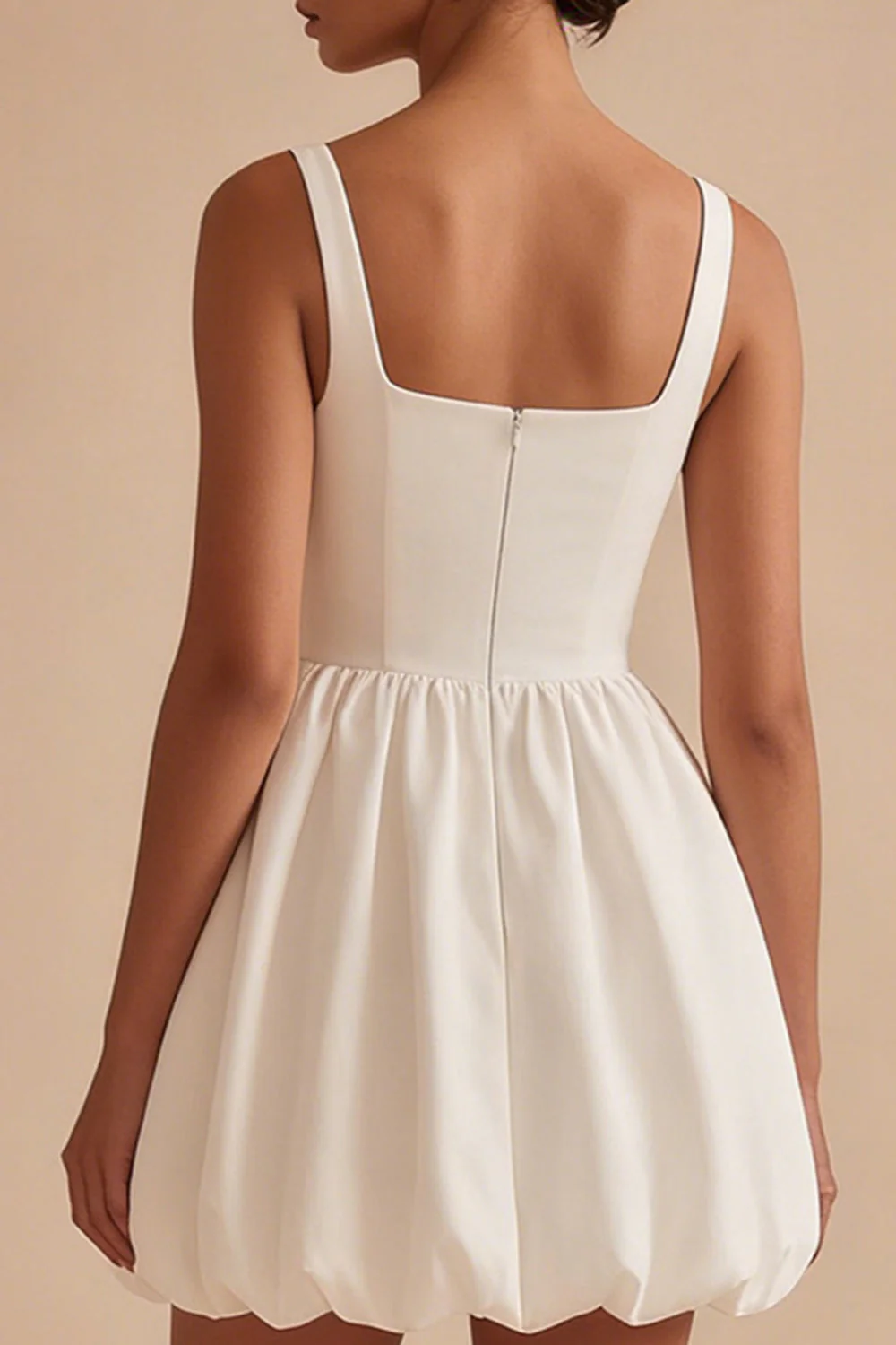 Robe de remise de diplôme courte blanche à col carré A Line - Image 4