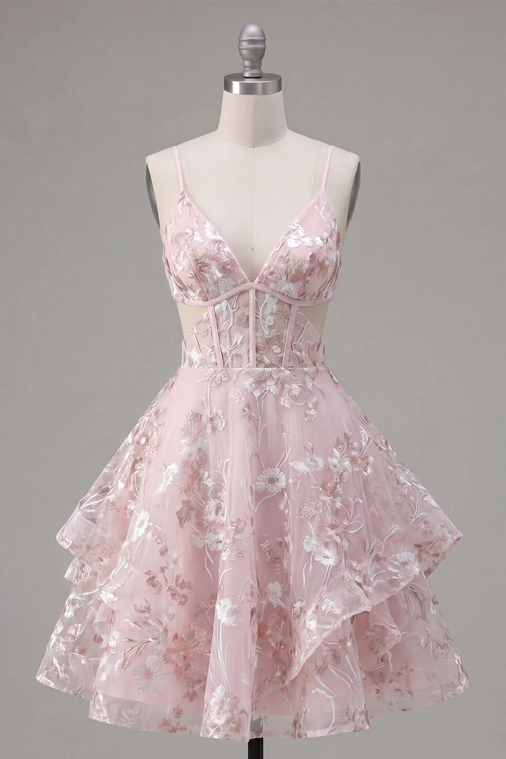 Robe de rentrée à la maison à bretelles fines rose A-Line rose à bretelles fines