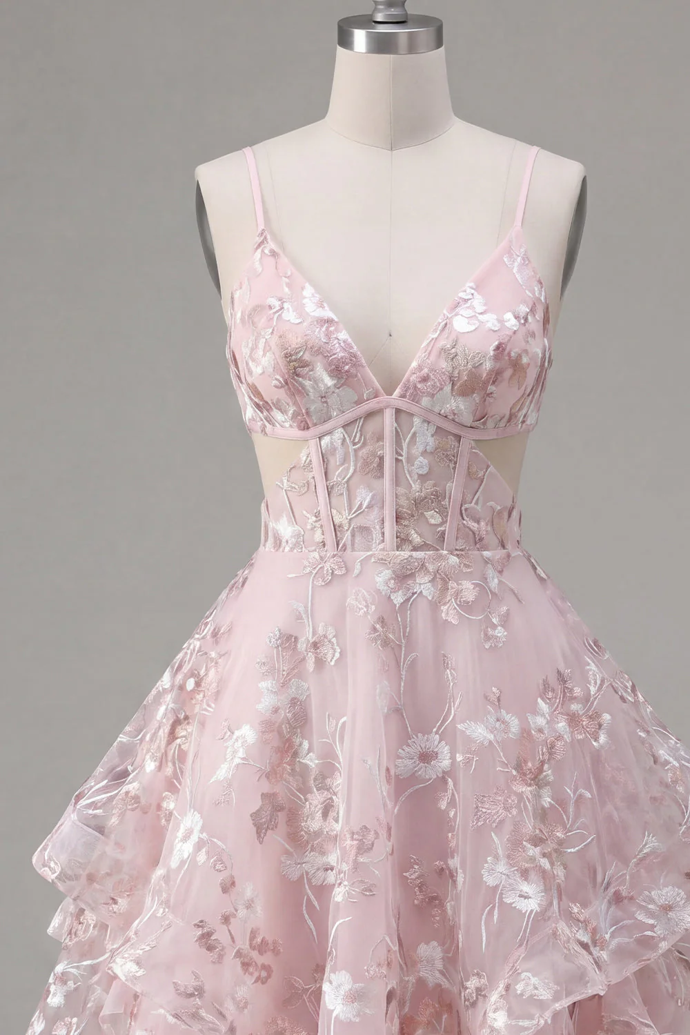 Robe de rentrée à la maison à bretelles fines rose A-Line rose à bretelles fines - Image 7