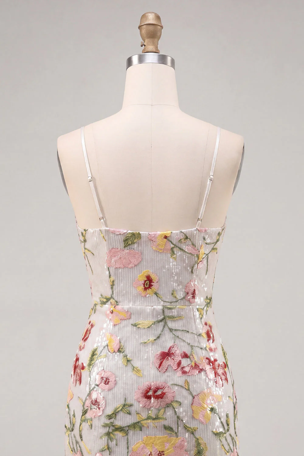 Robe de rentrée à la maison à ongles en ivoire scintillante Bodycon à fines florales - Image 2