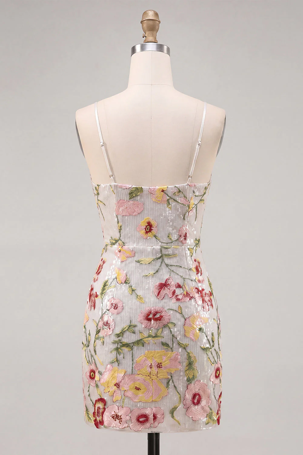 Robe de rentrée à la maison à ongles en ivoire scintillante Bodycon à fines florales - Image 8