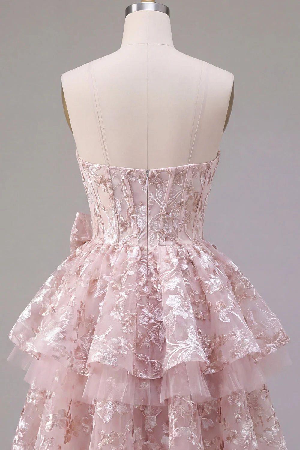 Robe de rentrée à la maison avec corset rose A-Line Sweetheart et nœud - Image 8