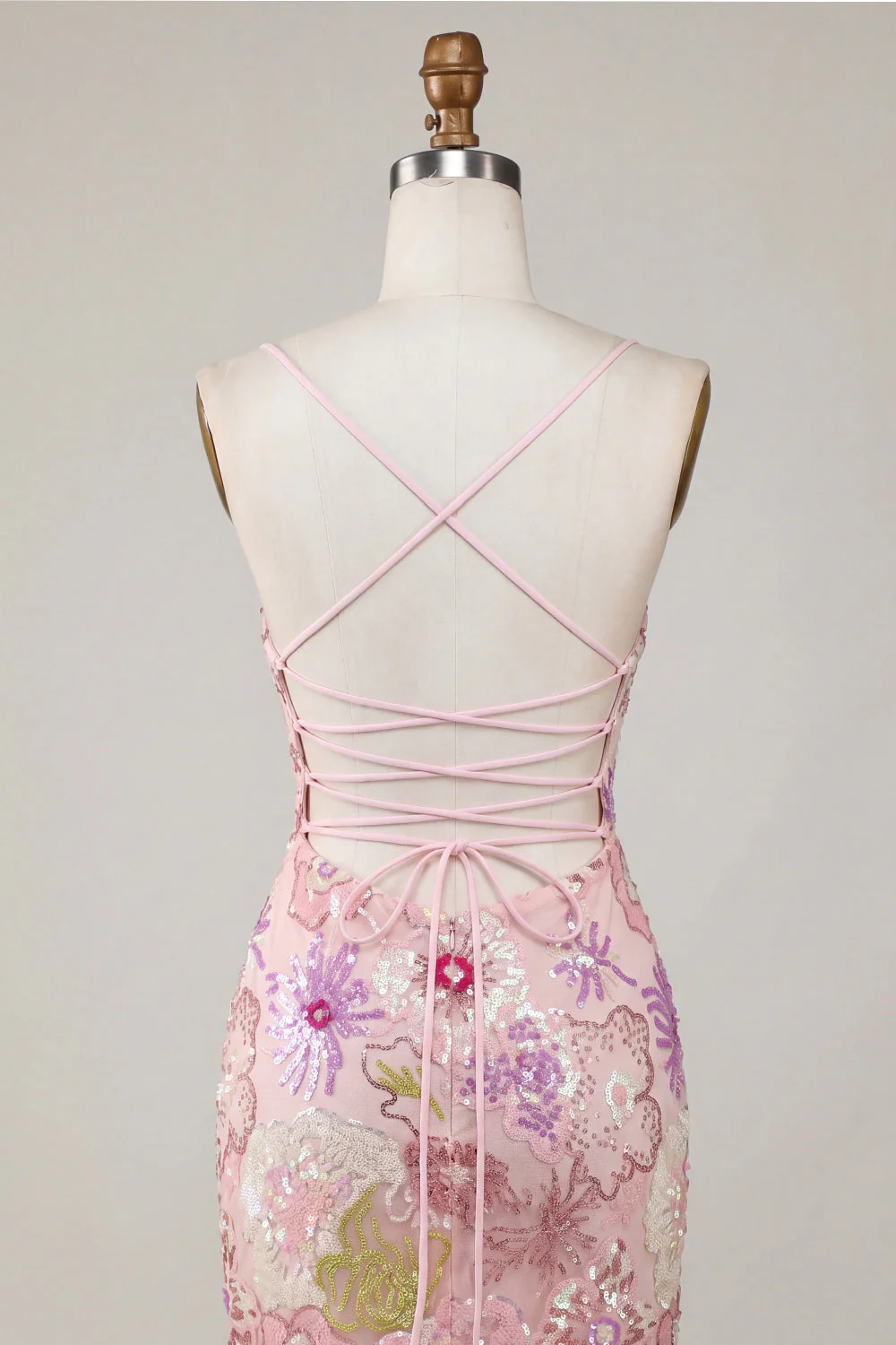 Robe de rentrée à la rentrée rose scintillante à fines fines florales - Image 8