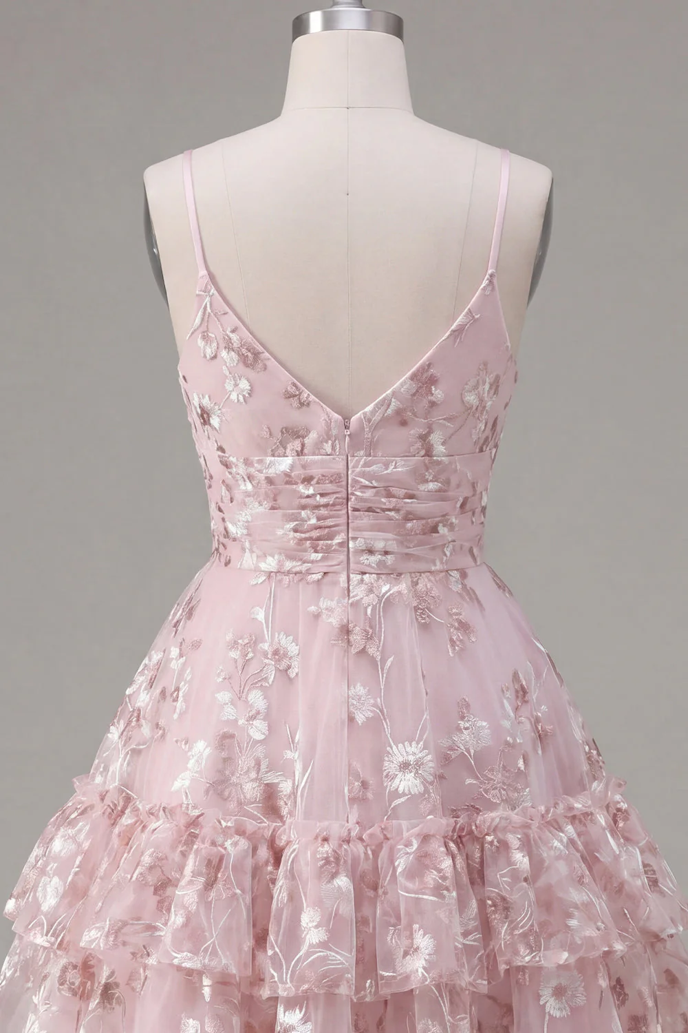 Robe de rentrée rose à bretelles fines fines à bretelles fines en ligne A - Image 8