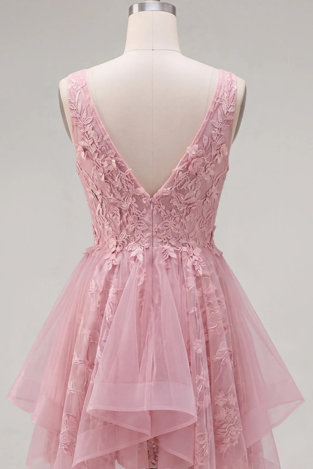 Robe de rentrée rose rose en vrillette à col en V pour la rentrée à la maison - Image 6