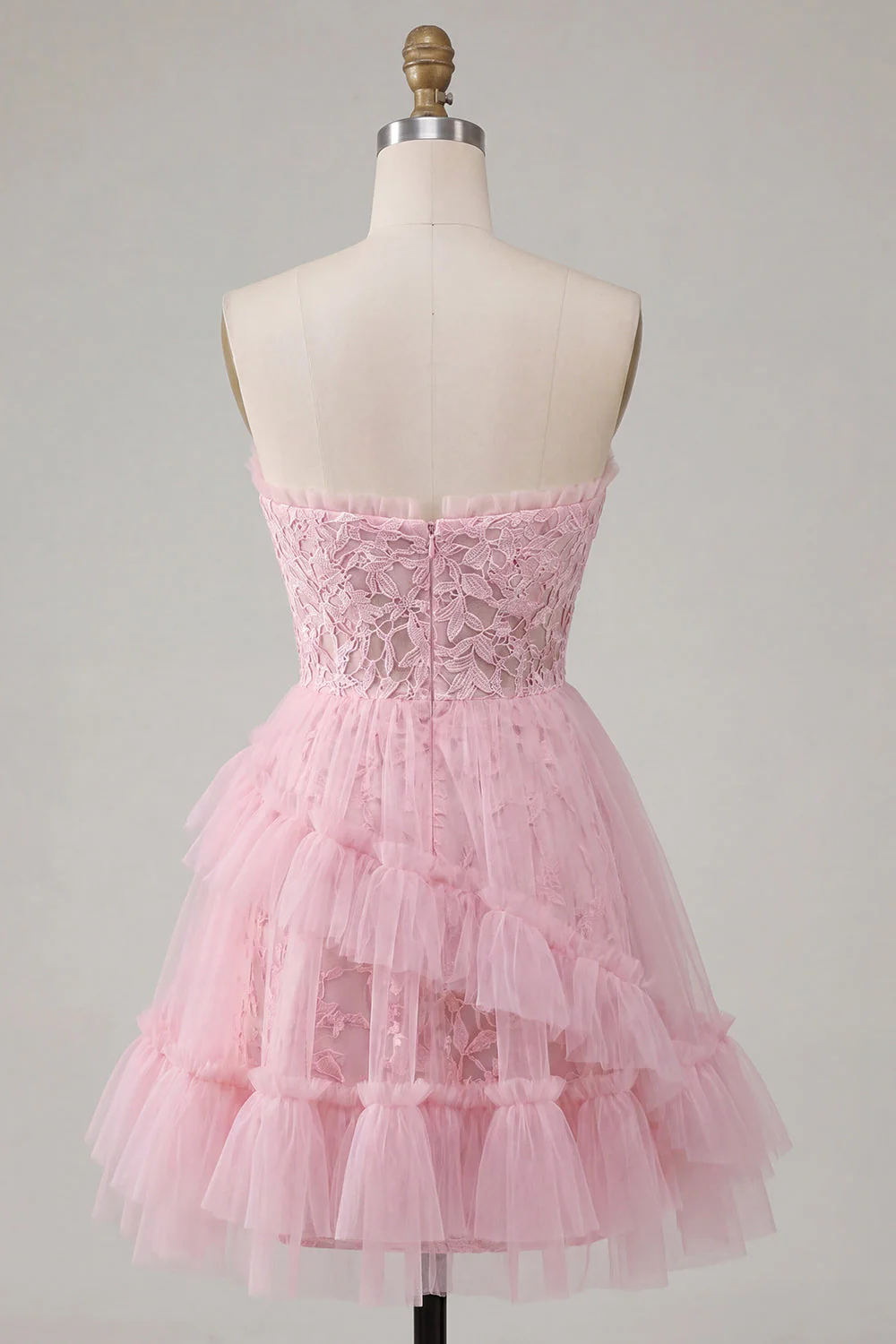 Robe de rentrée rose rose Sweetheart avec volants - Image 2
