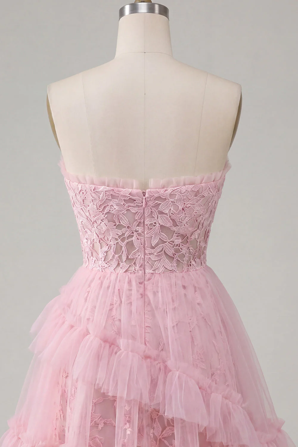 Robe de rentrée rose rose Sweetheart avec volants - Image 8