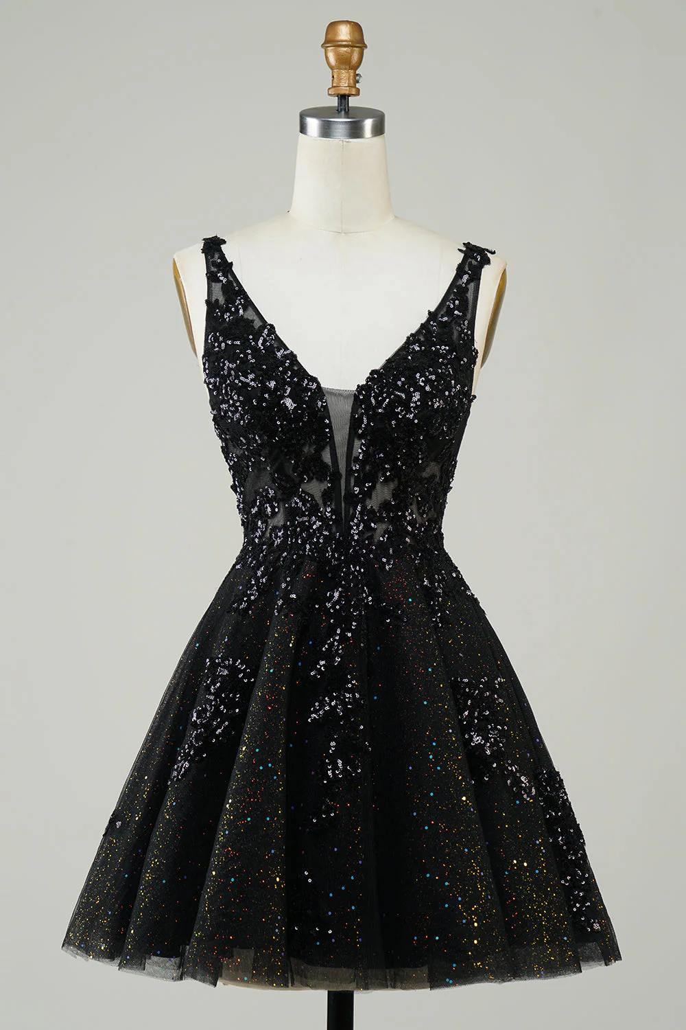 Robe de cocktail à paillettes orange scintillante A Line avec paillettes - Image 12