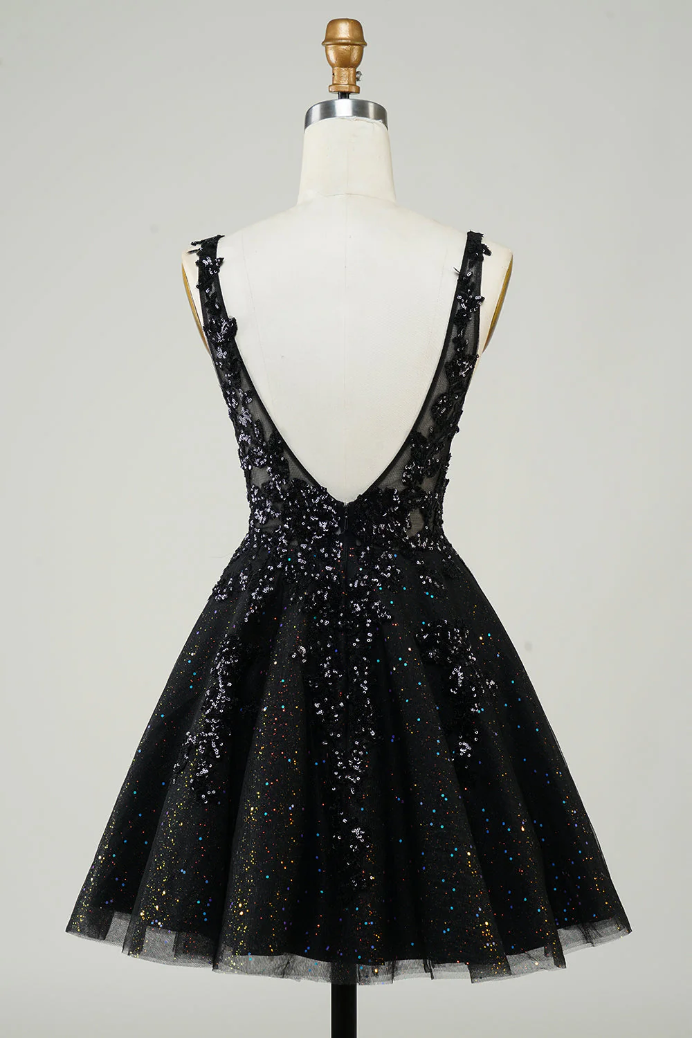 Robe de cocktail à paillettes orange scintillante A Line avec paillettes - Image 13