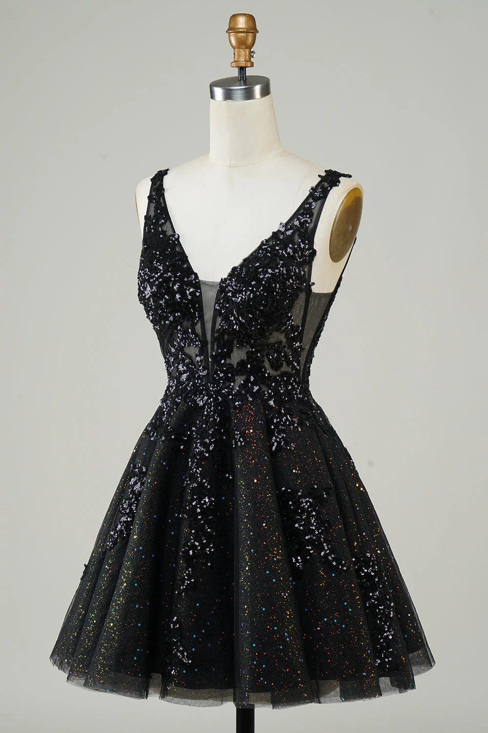 Robe de cocktail à paillettes orange scintillante A Line avec paillettes - Image 14
