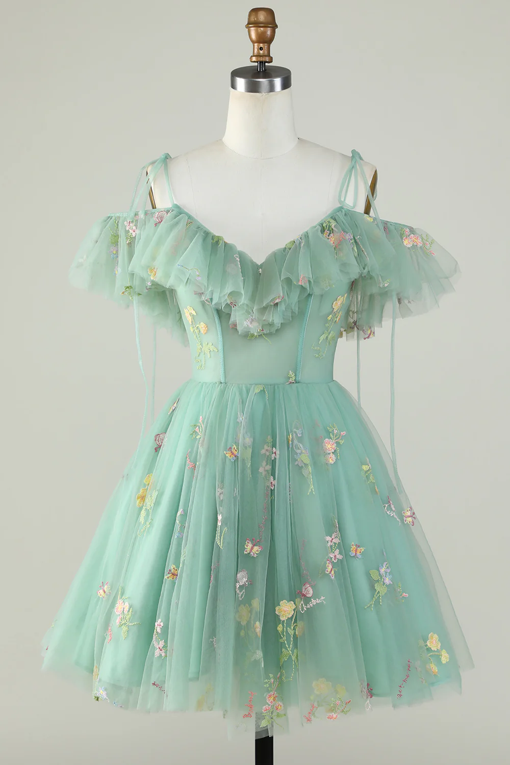 Robe de retour Corset Lavande à l’épaule avec volants - Image 7