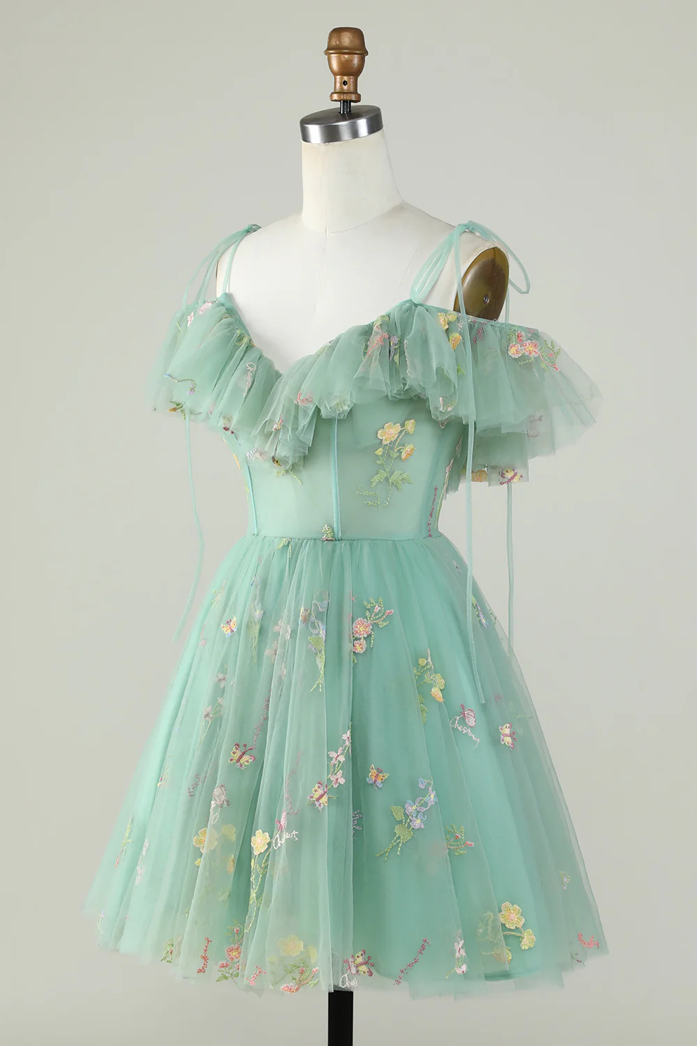 Robe de retour Corset Lavande à l’épaule avec volants - Image 9