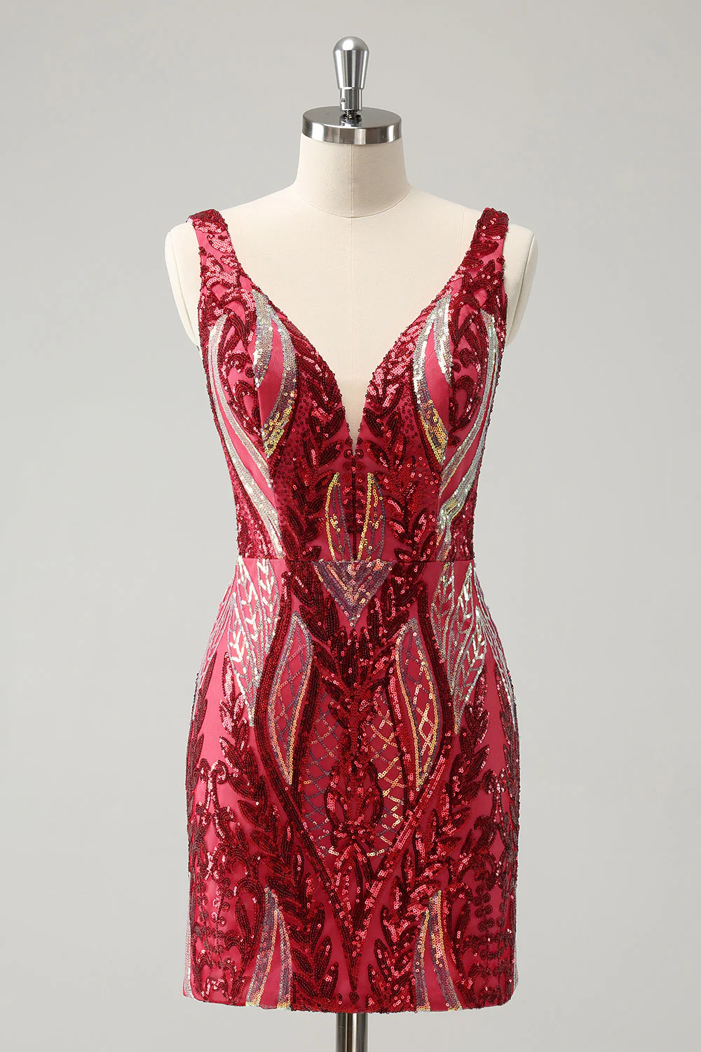 Robe de soirée Court moulante à paillettes à paillettes violet foncé scintillante - Image 8